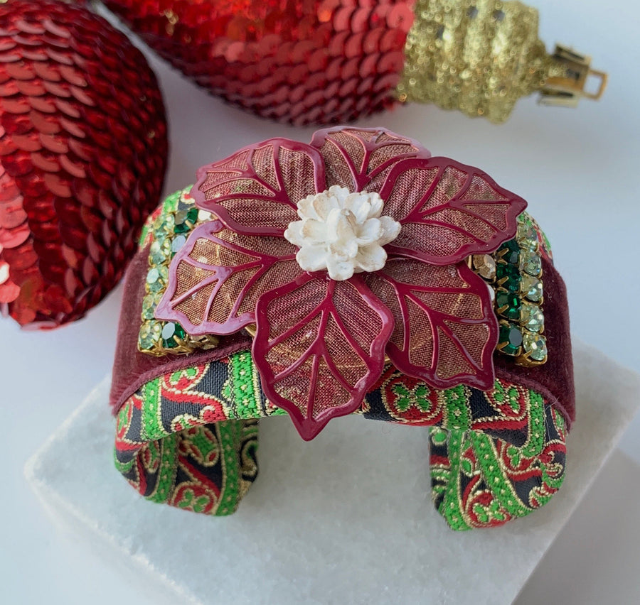 Lenora Dame Christmas Brocade Cuff Bracelet