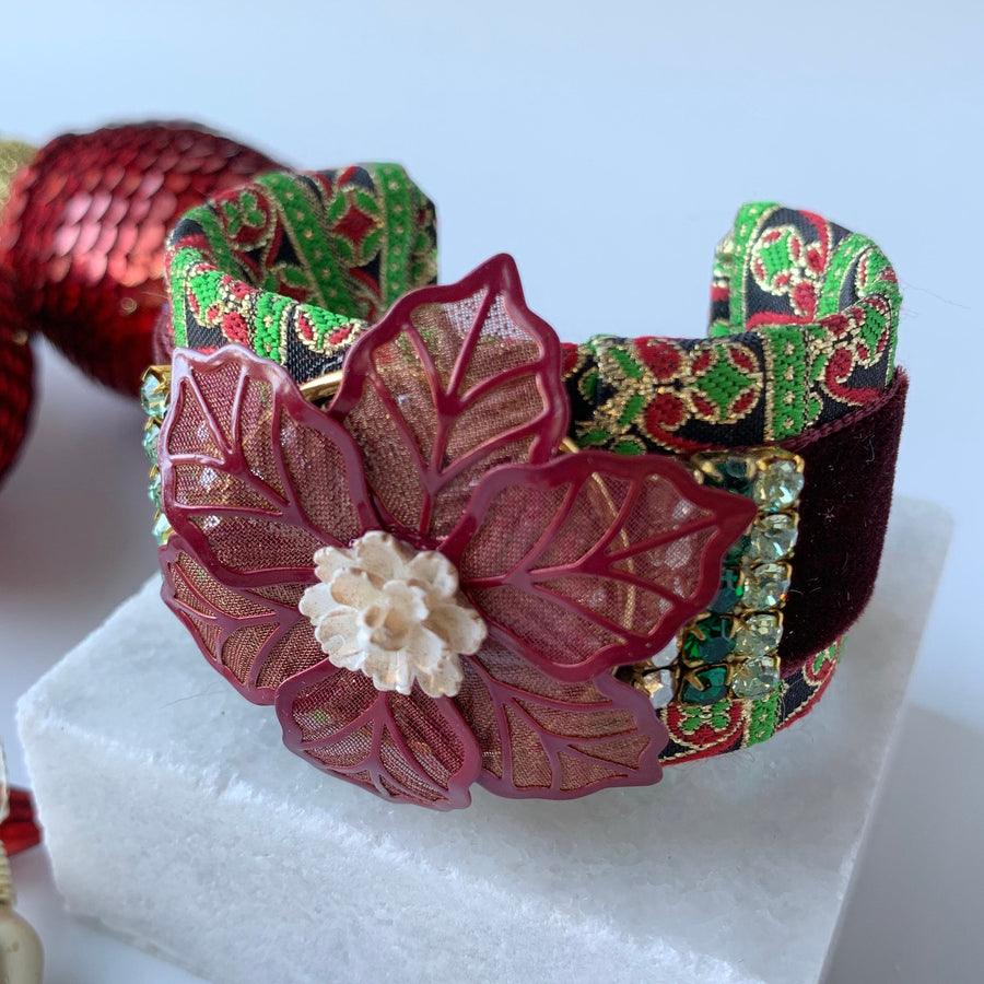 Lenora Dame Christmas Brocade Cuff Bracelet