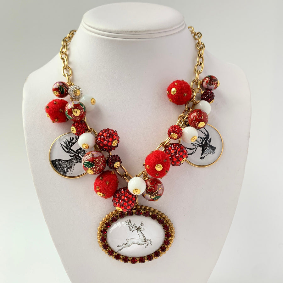 Lenora Dame Dasher Holiday Reindeer Statement Necklace