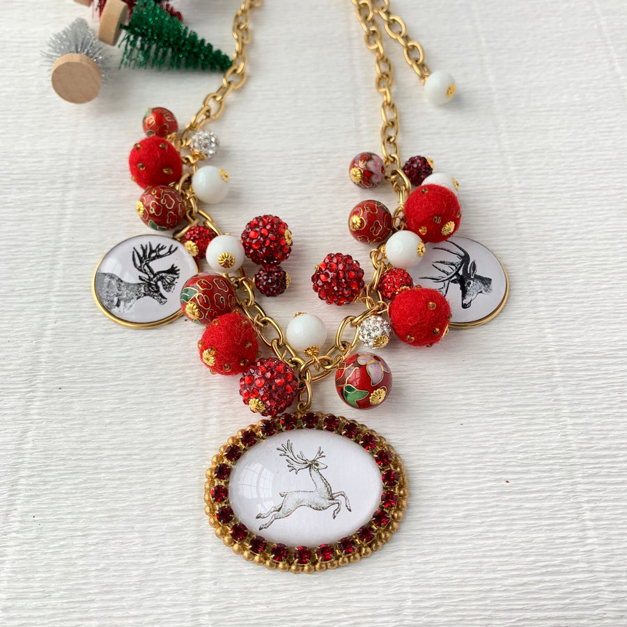 Lenora Dame Dasher Holiday Reindeer Statement Necklace