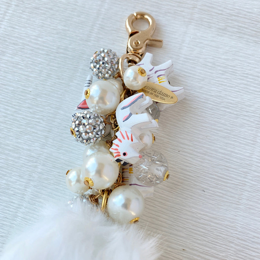 Lenora Dame Winter Wonderland Faux Fur Pom Pom Bag Charm - Keychain Charm