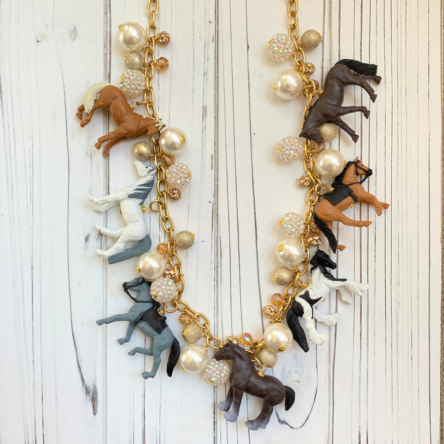 Lenora Dame Long Horse Necklace