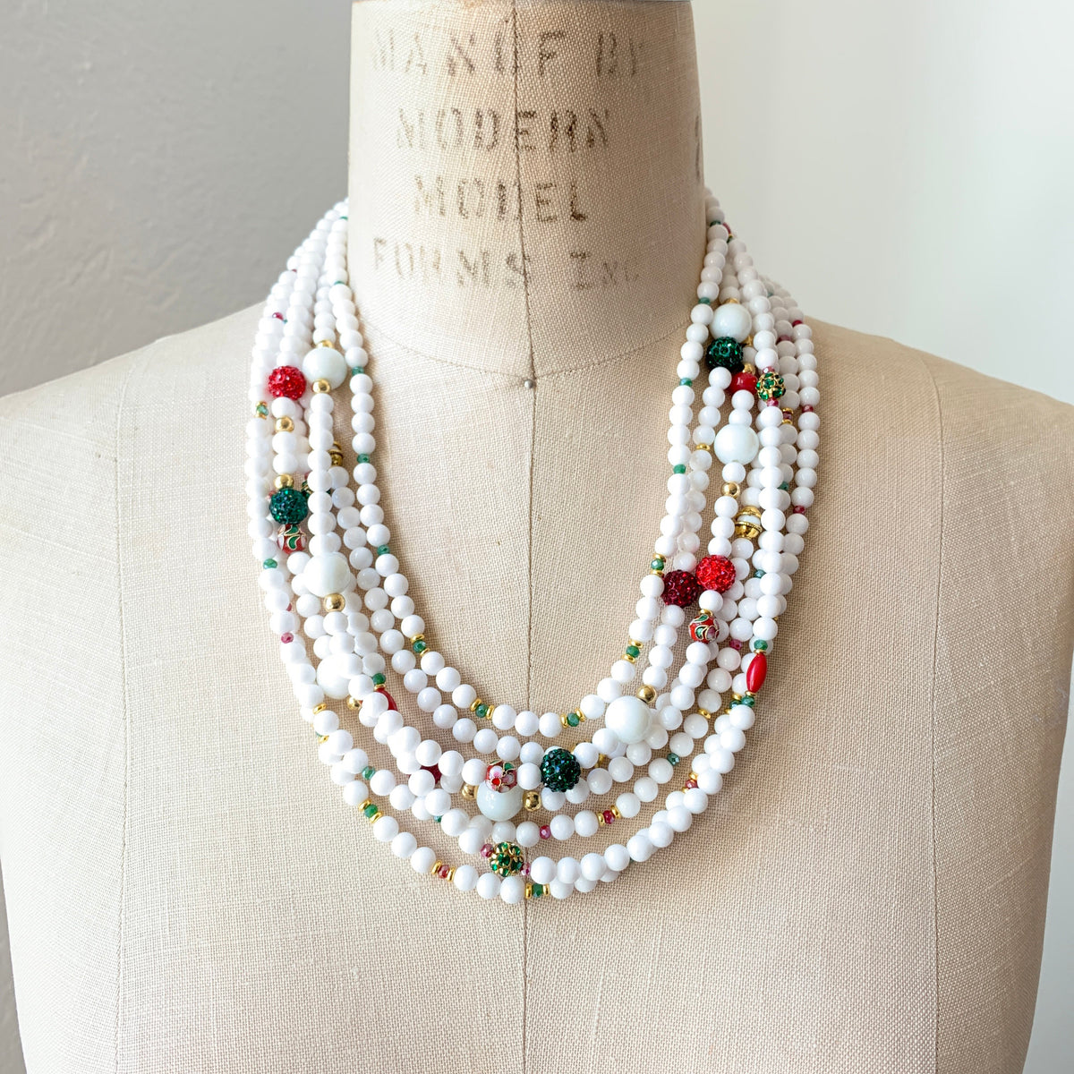 Lenora Dame Winter Wonderland Multilayer Beaded Statement Necklace