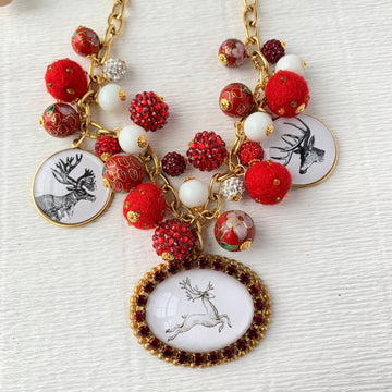 Lenora Dame Dasher Holiday Reindeer Statement Necklace