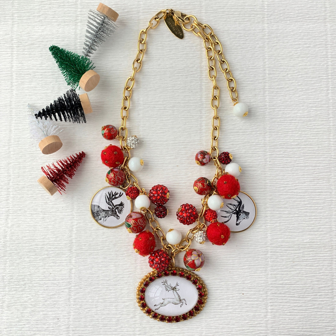 Lenora Dame Dasher Holiday Reindeer Statement Necklace