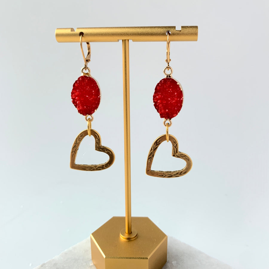 Lenora Dame Druzy Crystal Heart Earrings