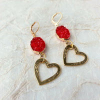 Lenora Dame Druzy Crystal Heart Earrings