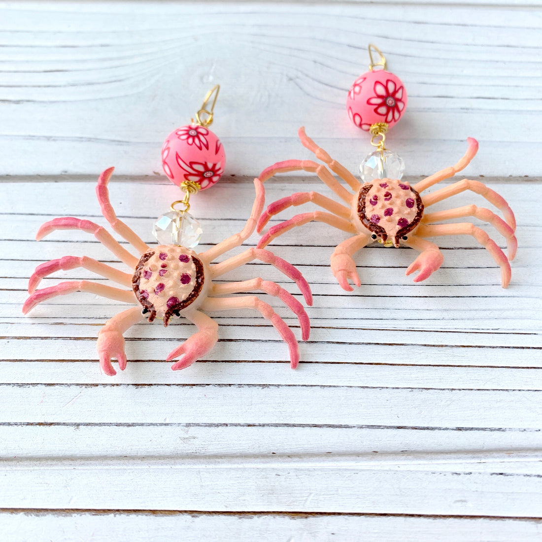 Lenora Dame Pink Crab Statement Earrings