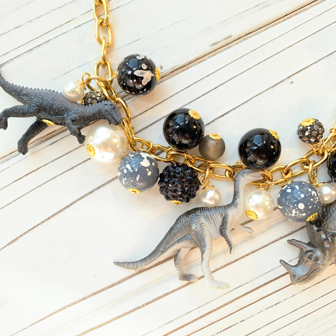 Lenora Dame Slate Gray Dinosaur Necklace