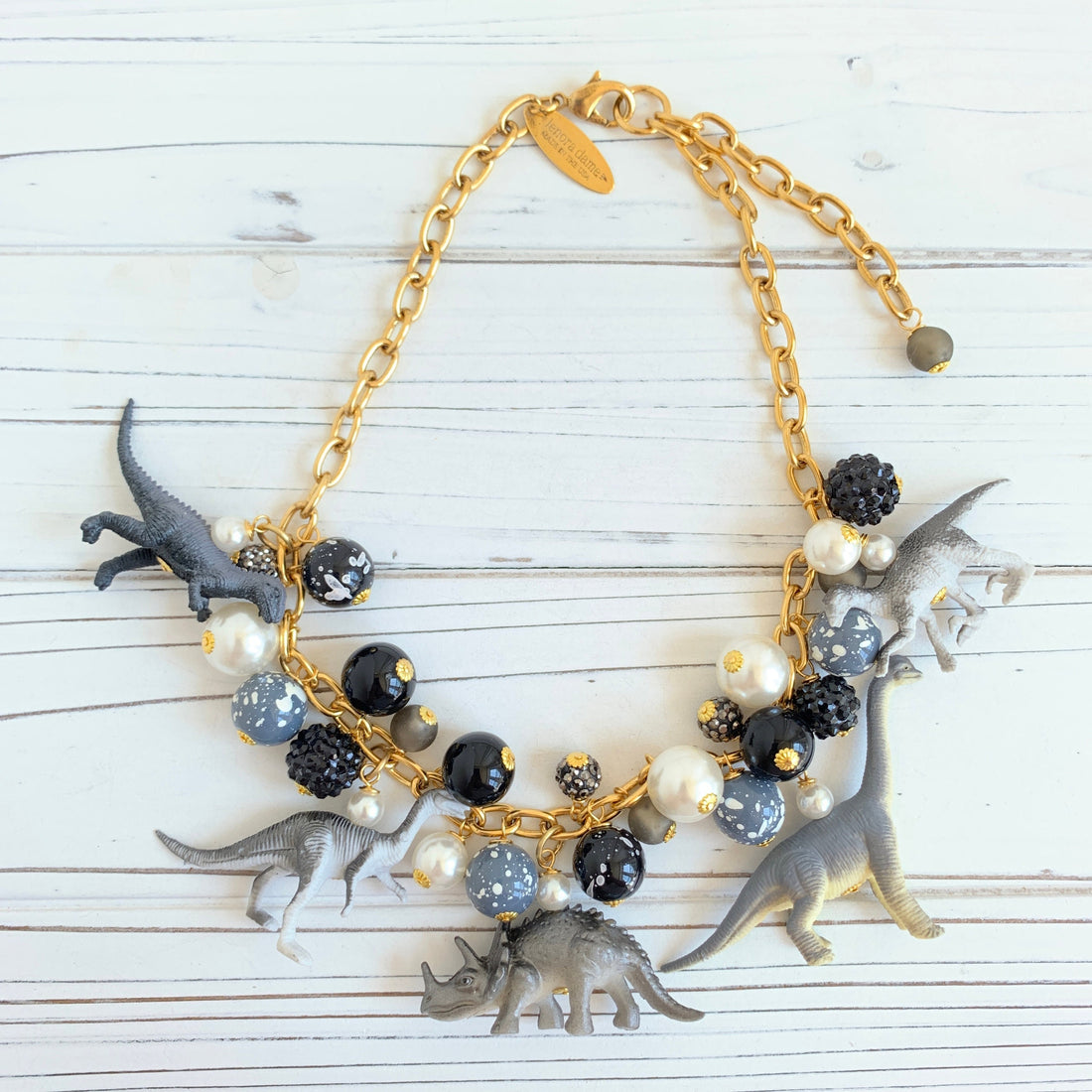 Lenora Dame Slate Gray Dinosaur Necklace