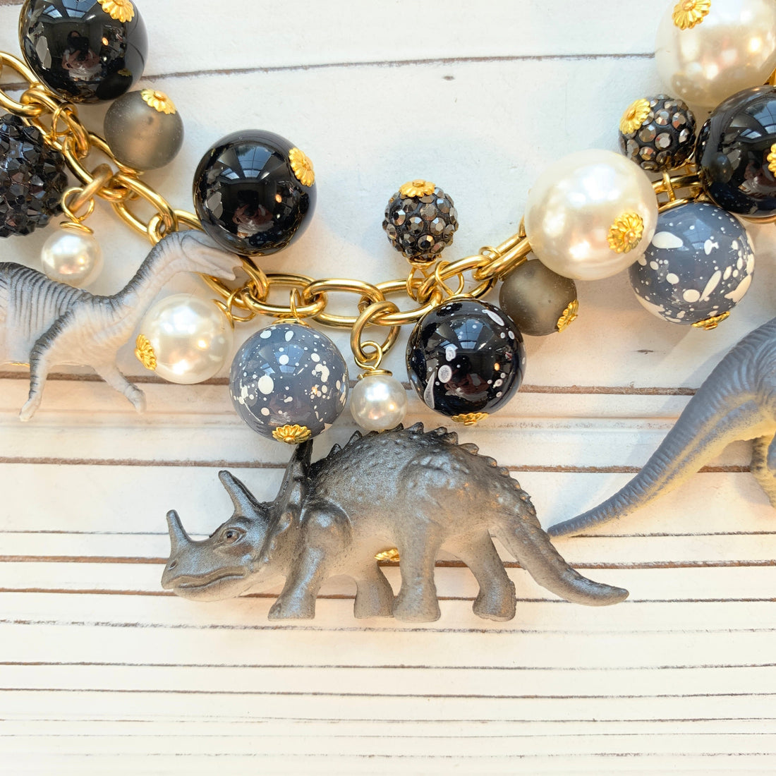 Lenora Dame Slate Gray Dinosaur Necklace