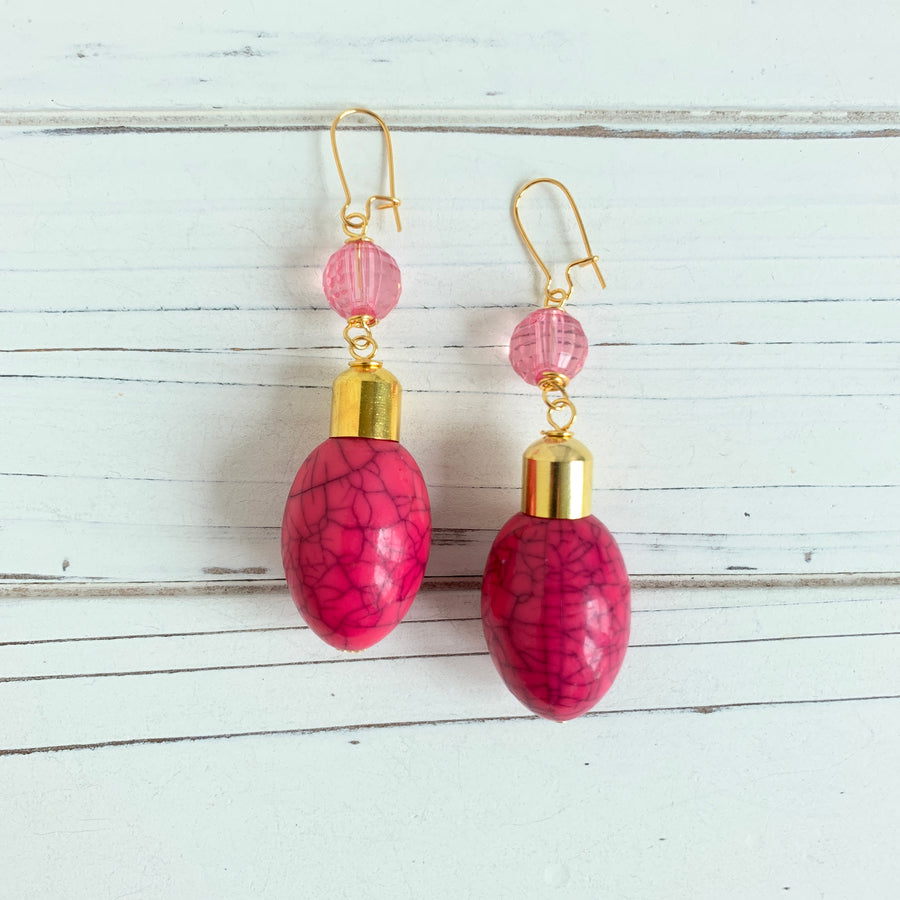 Lenora Dame Hot Pink Holiday Lights Earrings