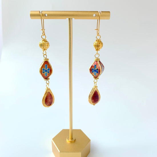 Lenora Dame Cloisonné Lantern Earrings - 2 Color Choices