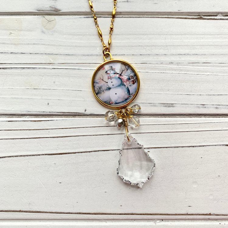 Lenora Dame Frosty Snowman Pendant Necklace