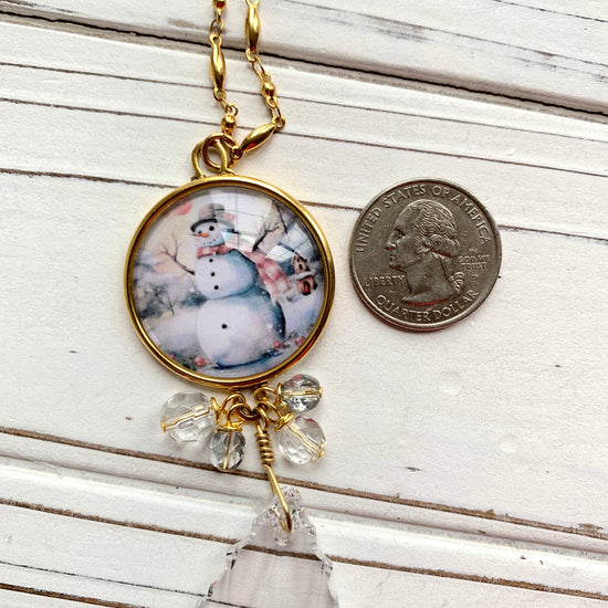 Lenora Dame Frosty Snowman Pendant Necklace