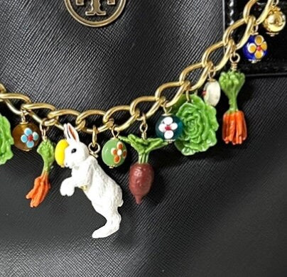 NEW DESIGN! Lenora Dame Bunny Rabbit Garden Chain Bag Charm