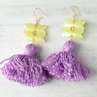 Tan Tassel Statement Earrings