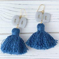 Tan Tassel Statement Earrings