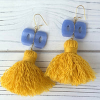 Tan Tassel Statement Earrings